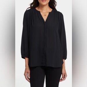 NYDJ Black Women's Pintuck Blouse
